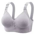 thumbnail image 2 of Gymayou Full Cup Wireless Bra for Older Women Thin Cup No Underwire Comfort Bra Breathable Gathering Bras Grey XL, 2 of 9