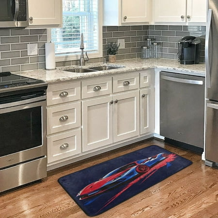 

Long Floor Mat 39x20Inch Kitchen Mat Bathroom Mat Living Room Mat Bedroom Mat Absorbent Delicate Fabric No Ball Do Not Fade Blue Ferrari