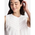 thumbnail image 4 of Time and Tru Women's Cotton Sleeveless Pleated Top, Sizes XS-XXXL, 4 of 5