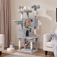 thumbnail image 2 of Yaheetech 64.5in Multi-level Large Cat Tree Condo Tower with Hammock Scratching Posts & Hammock, Light Gray, 2 of 8