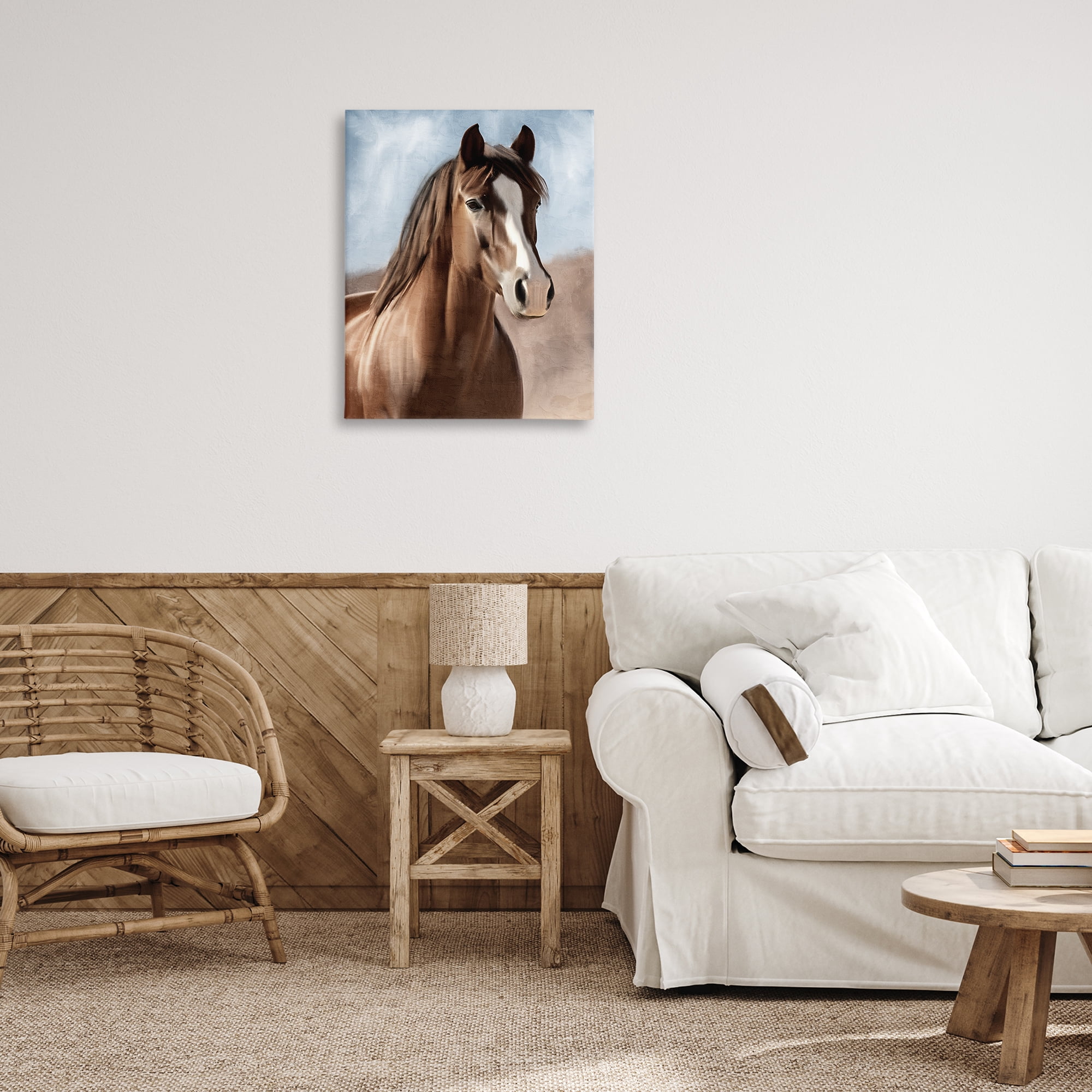 Stupell Industries Brown Horse Closeup Animals Painting Wrapped Canvas Art Print Wall Art, 24 x 30