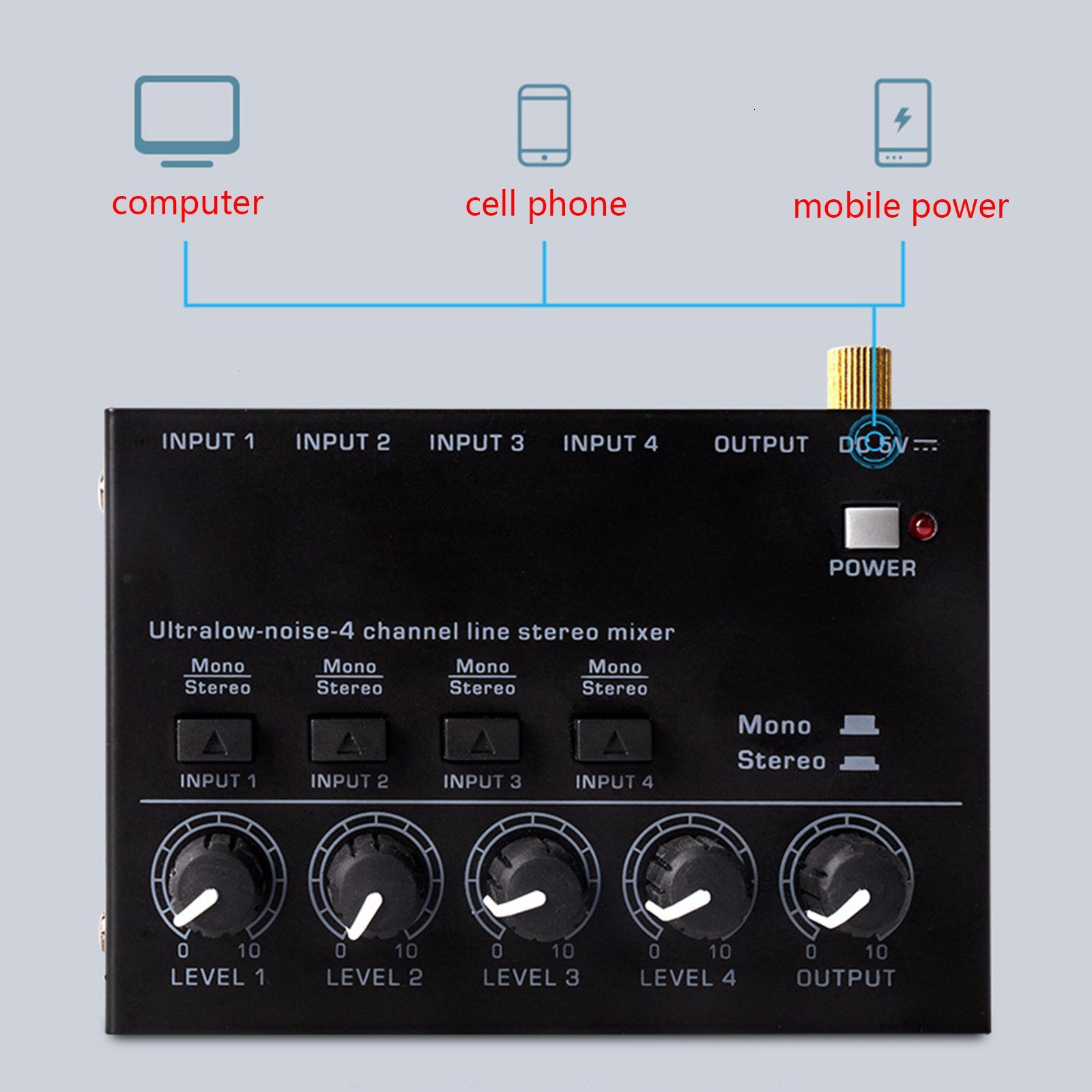 Stereo Four-way Stereo Audio Mixer Stereo Sound Mixer Signal Amplifiers