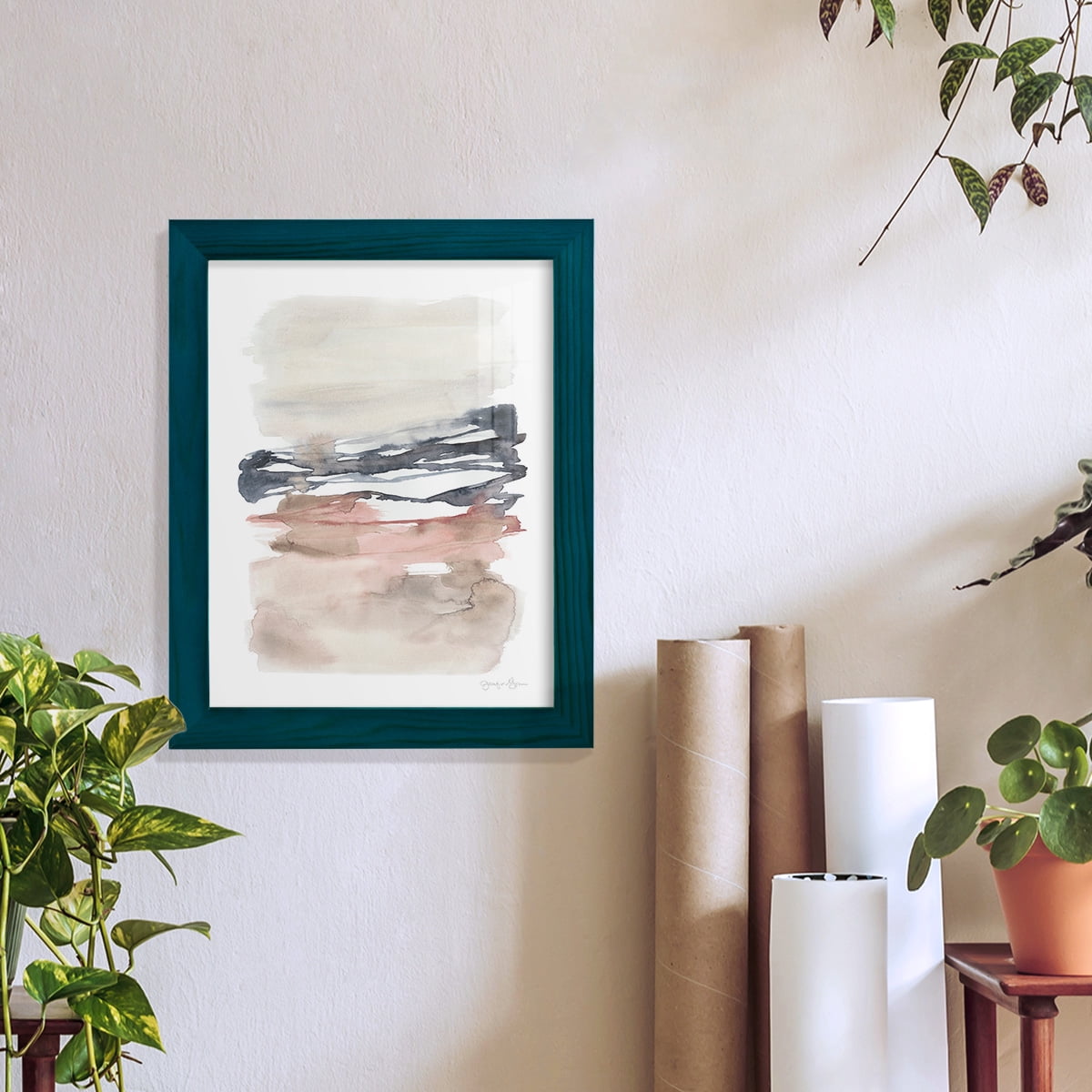 Tiered Horizon Line I -Framed Print w/glass-Ocean Blue