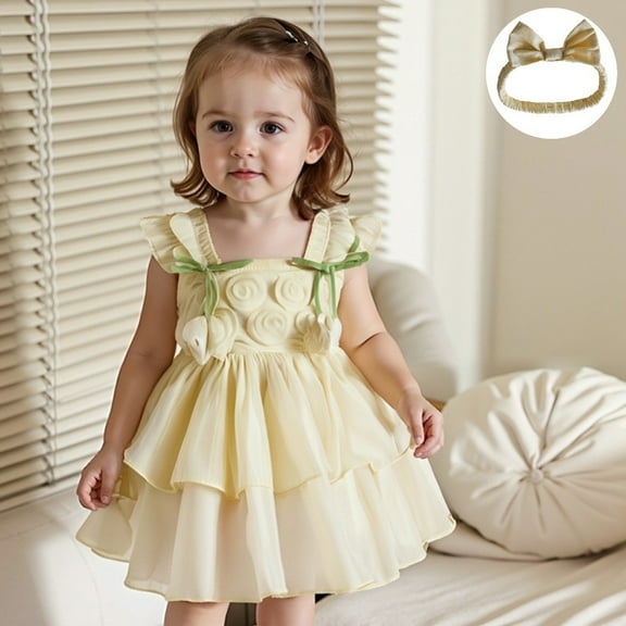 Baby Girls Snow Flowere Princess Romper w/Headband Halloween Birthday Outfits for 6-9M