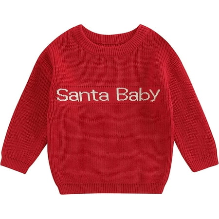 

PIKADINGNIS Toddler Boy Girl Christmas Clothes Santa Baby Long Sleeve Crewneck Knit Sweater Pullover Warm Fall Winter Sweatshirt