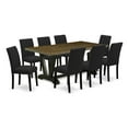thumbnail image 2 of East West Furniture 9-Piece kitchen dining table set Includes 8 Mid Century Chairs with Upholstered Seat and High Back and a Rectangular Wooden Dining Table - Black Finish, 2 of 6