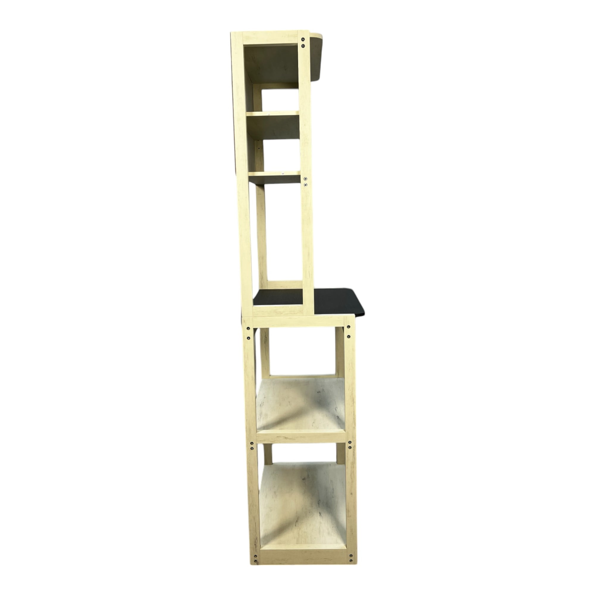 5-Tier Bakers Rack, Kitchen Storage Shelf and Microwave Stand with Coffee Bar, Particle Board Organizer for Pantry, 23.62 Inch, White and Black