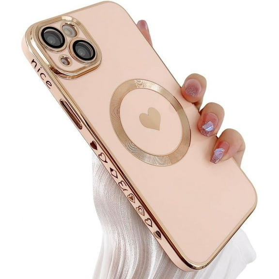 Designed for iPhone 13 Case Compatible with MagSafe Built-in Camera Lens Protector Soft Slim Shockproof Silicone Magnetic Phone Case for iPhone 13 6.1" - Pink