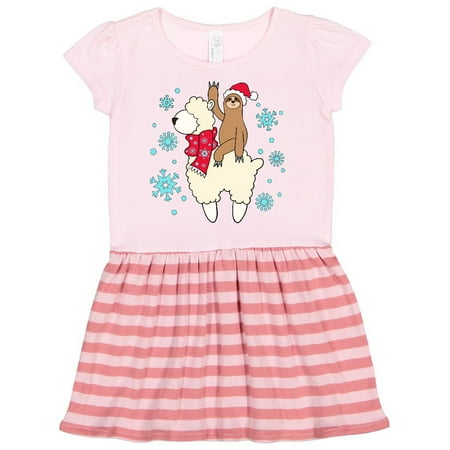 

Inktastic Christmas Cute Sloth and Llama Gift Toddler Girl Dress