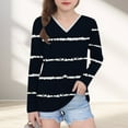 thumbnail image 3 of Ugoldhm Girls Fall Shirts Striped V Neck Long Sleeve Casual Tops Tunic Fall Trendy Tees, 3 of 8