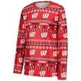 thumbnail image 2 of Women's Concepts Sport Red Wisconsin Badgers Holiday Long Sleeve Top and Pants Sleep Set, 2 of 5