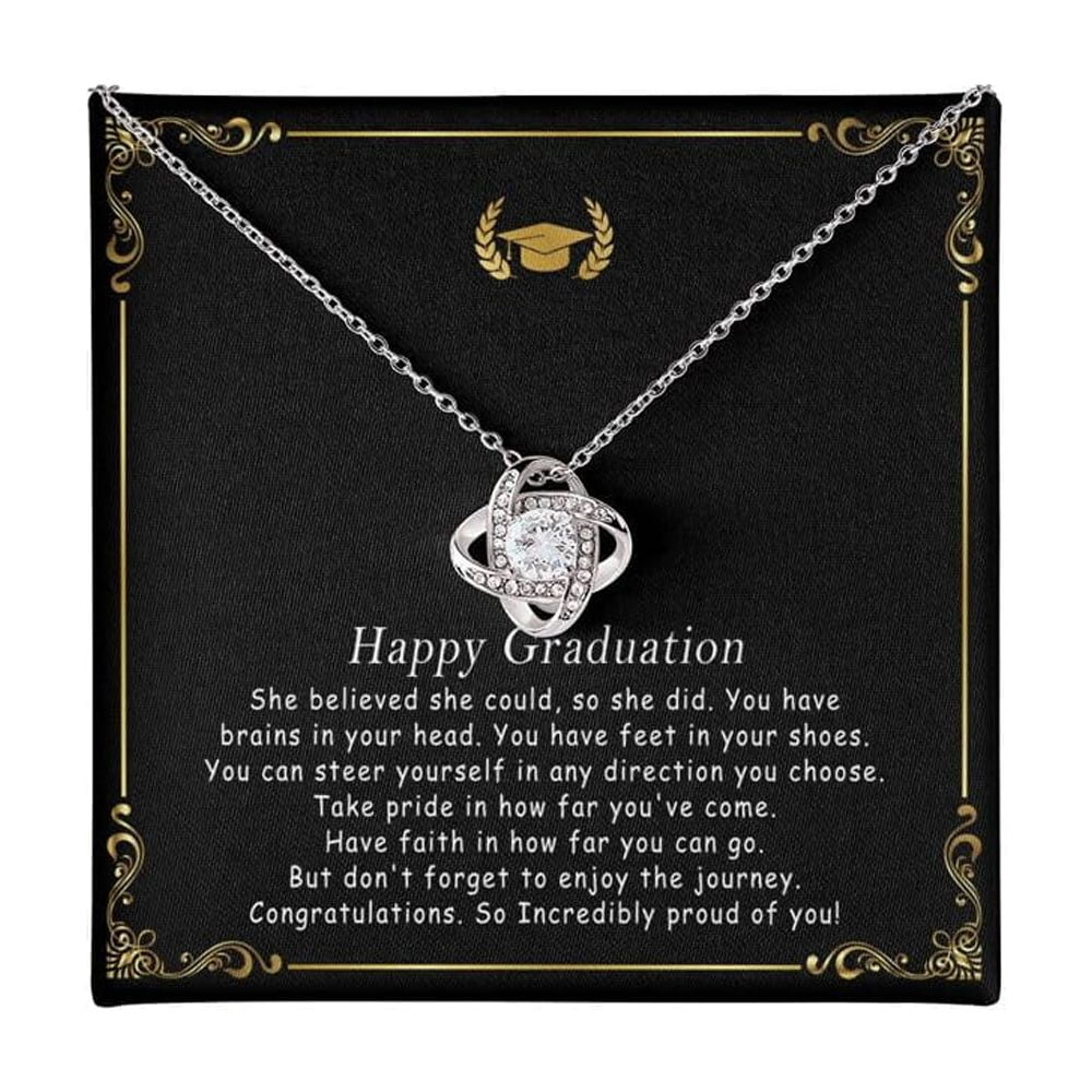 Graduation Her 2025 College,Heart Necklace, Inspirational Graduation Women, 2025 Jewelry High School Graduate Best Friend Or Daughter Box 3 #505, Gold Love Knot Necklace