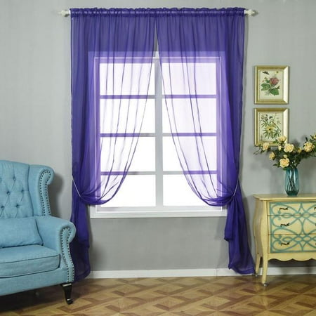 Sheer Curtains 108 Inches Long BalsaCircle 2 pcs 52 x 108-Inch Sheer Organza Curtains Drapes Panels Window Treatments - Home Decorations ()