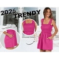 thumbnail image 3 of Women's Summer Casual Smocked Rompers Square Neck Sleeveless Loose Shorts Jumpsuit Beach Vacation Outfits, 3 of 6