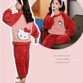 thumbnail image 5 of Hello Kitty dibujos animados Otoño e Invierno pijamas para niños niñas felpa gruesa pelo bonito bebé cálido conjunto de ropa para el hogar, 5 of 5