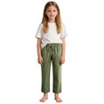 thumbnail image 6 of Yourumao Linen Pants for Girls 4-14 Year Elastic Waist Straight Leg Pants Lightweight Solid Summer Pants with Pocket, 6 of 9