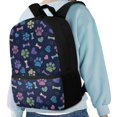 thumbnail image 4 of Uourmeti Durable Backpack for Shopping School, 17 Inch Smooth Zippers School Backpack, Paw Print Bones Stars, 4 of 6