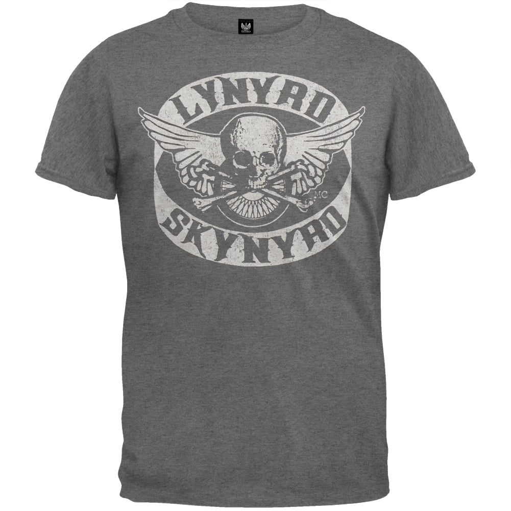 Lynyrd Skynyrd Men's Biker Patch Grey Short Sleeve T Shirt