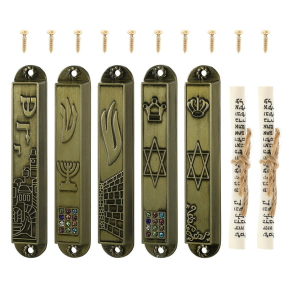 5pcs Metal Blessing Mezuzah Religious Mezuzah Door Decoration Vintage Mezuzah Plaque