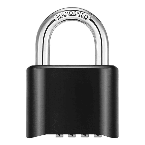 4-Digit Combination Lock Outdoor Padlock Waterproof Combo for Gym Locker, Hasp Storage, Shed, Fence, Gate Black
