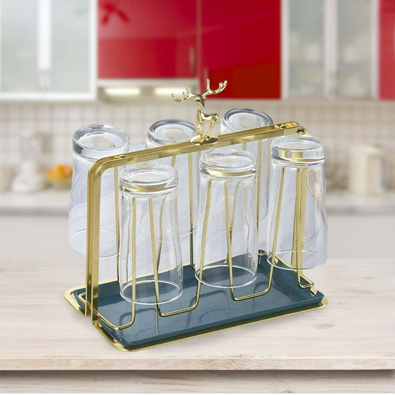 6 Mug Holder Countertop Mug Holder Coffee Mugs Storage rack and shelf for Bottle Glass Mug coffee drink counter Bar Organizer
