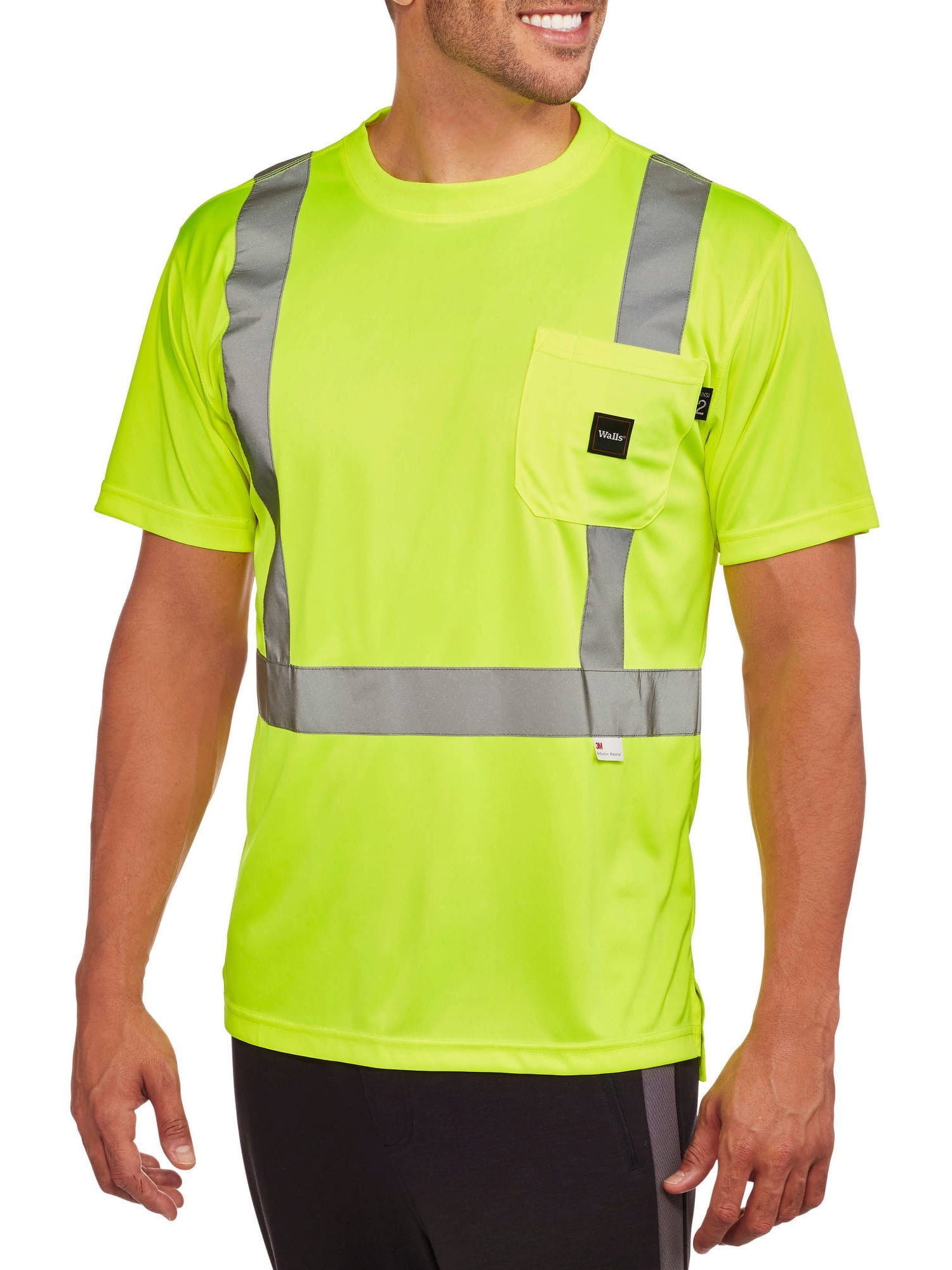 Mens Hi Vis Visibility Top Short Sleeve T Shirt Safety Work Wear Reflective Tape 
