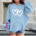 thumbnail image 2 of CPNG Girls Hoodies Tops Double Heart Print Long Sleeve Hooded Sweatshirts with Front Pocket Kids Loose Fit Daily Pullover Sweatshirt, 2 of 5