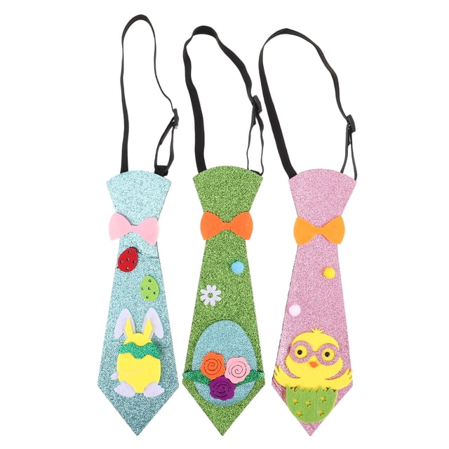 KAKOWELY 3 pajaritas preatadas para hombres y niños con diseño de conejito y huevo con purpurina para decoraciones de fiesta de Pascua y accesorios para corbatas navideñas en colores surtidos