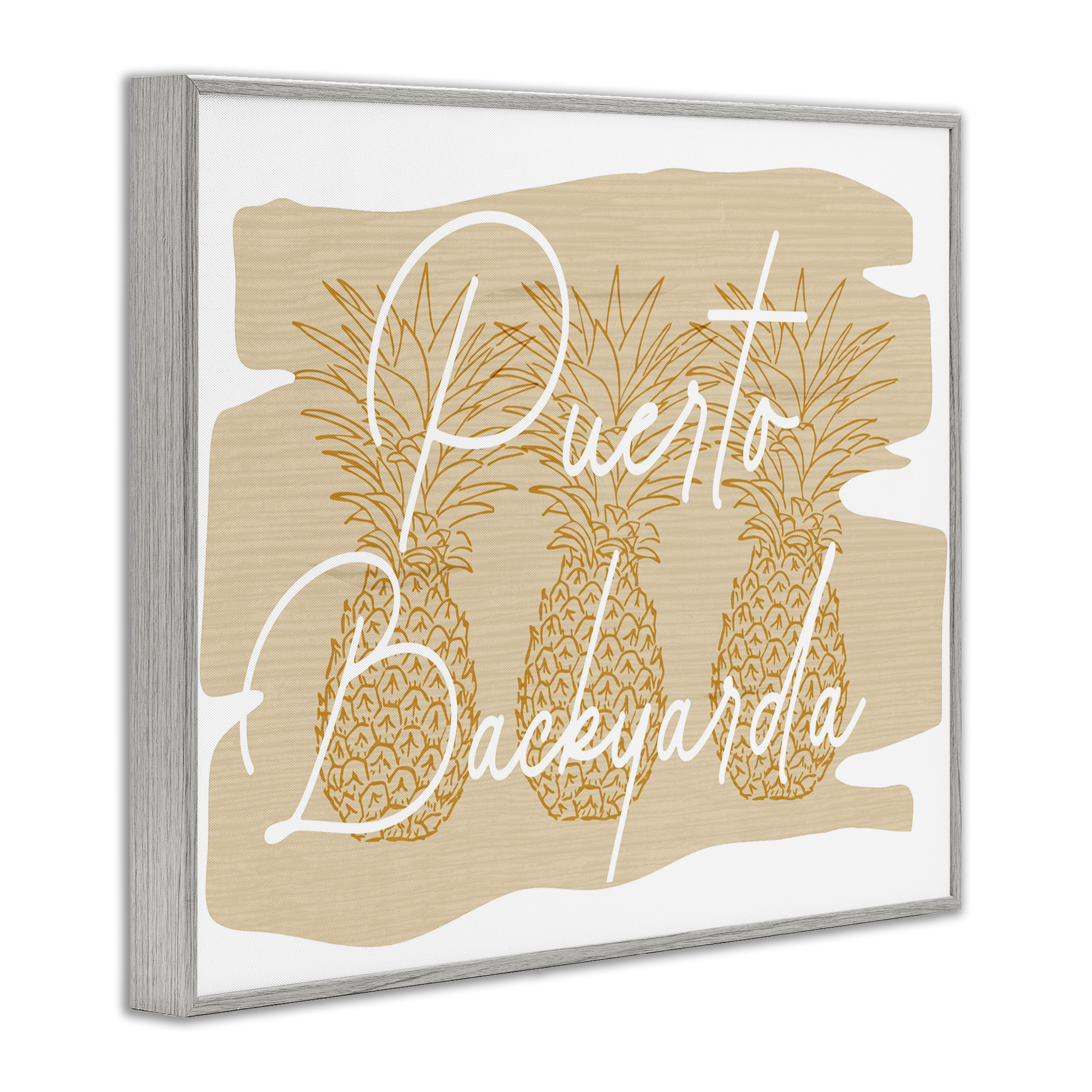 Stupell Industries Puerto Backyarda Phrase Food & Beverage Painting Gray Framed Art Print Wall Art, 20 x 16