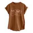 thumbnail image 1 of Honeeladyy Liquidación por menos de 5$ Moon Child Camisetas clásicas de manga corta con estampado de letras para mujer, informales, cómodas, con cuello redondo, holgadas, 1 of 8