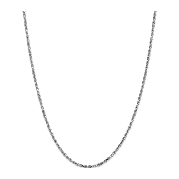 14K White Gold 2.25mm D/C Rope With Lobster Clasp Chain (22 X 2.25) Made In Peru 018w-22