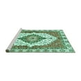 thumbnail image 2 of Ahgly Company Machine Washable Indoor Square Abstract Turquoise Blue Modern Area Rugs, 3' Square, 2 of 4