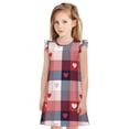 thumbnail image 1 of Balery Heart Plaid Camisón de princesa para niñas, pijama de algodón con mangas abullonadas, suave y bonito.-Small, 1 of 6
