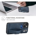 thumbnail image 3 of for iPhone 13, PU Leather Wallet Case Back with Elastic Card Slot Magnetic Clasp Kickstand Hand Strap Protective Cover for iPhone 13 6.1 inch 2021 (Blue), 3 of 11