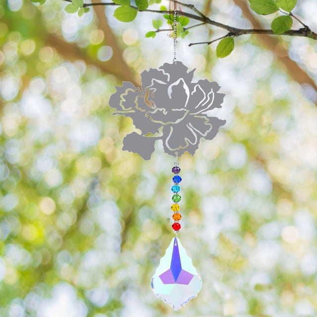 Cristales Colga de candeliere Prismas Adorno colgante Colga de cristal para Jardín Ventana Arte Coche Gota Colgant Flor 45cm Colco Cristal