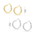 thumbnail image 5 of LeCalla 925 Sterling Silver Light-Weight Silver and 18K Gold-Plated Chunky Thick Clutchless Hoop Earrings for Women and Teen Set of 2 Pair (30mm, 30mm), 5 of 8