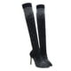 thumbnail image 1 of Botas de tacón alto sobre la rodilla Stiletto Botas de diamantes brillantes Botas elásticas de diamantes de imitación para mujer (Negro Talla 36 EU36.5 US7 UK3.5), 1 of 4