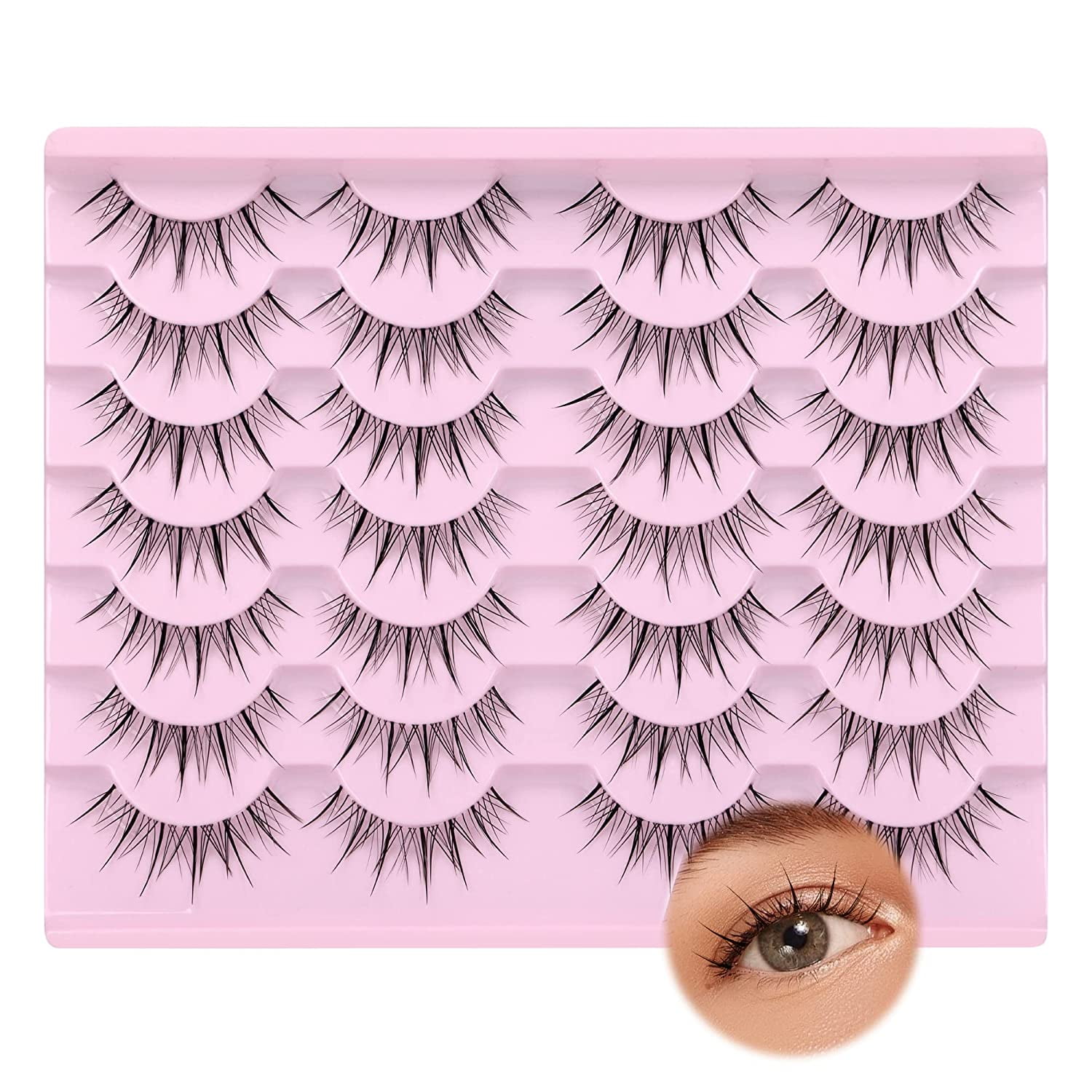 kmilro Manga Lashes Clear Band False Eyelashes 7 Pairs Anime