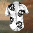 thumbnail image 2 of Halloween Mens Button Up Shirt Skull Print Turndown Collar Short Sleeve Regular Fit Funny Shirts for Men, 2 of 5