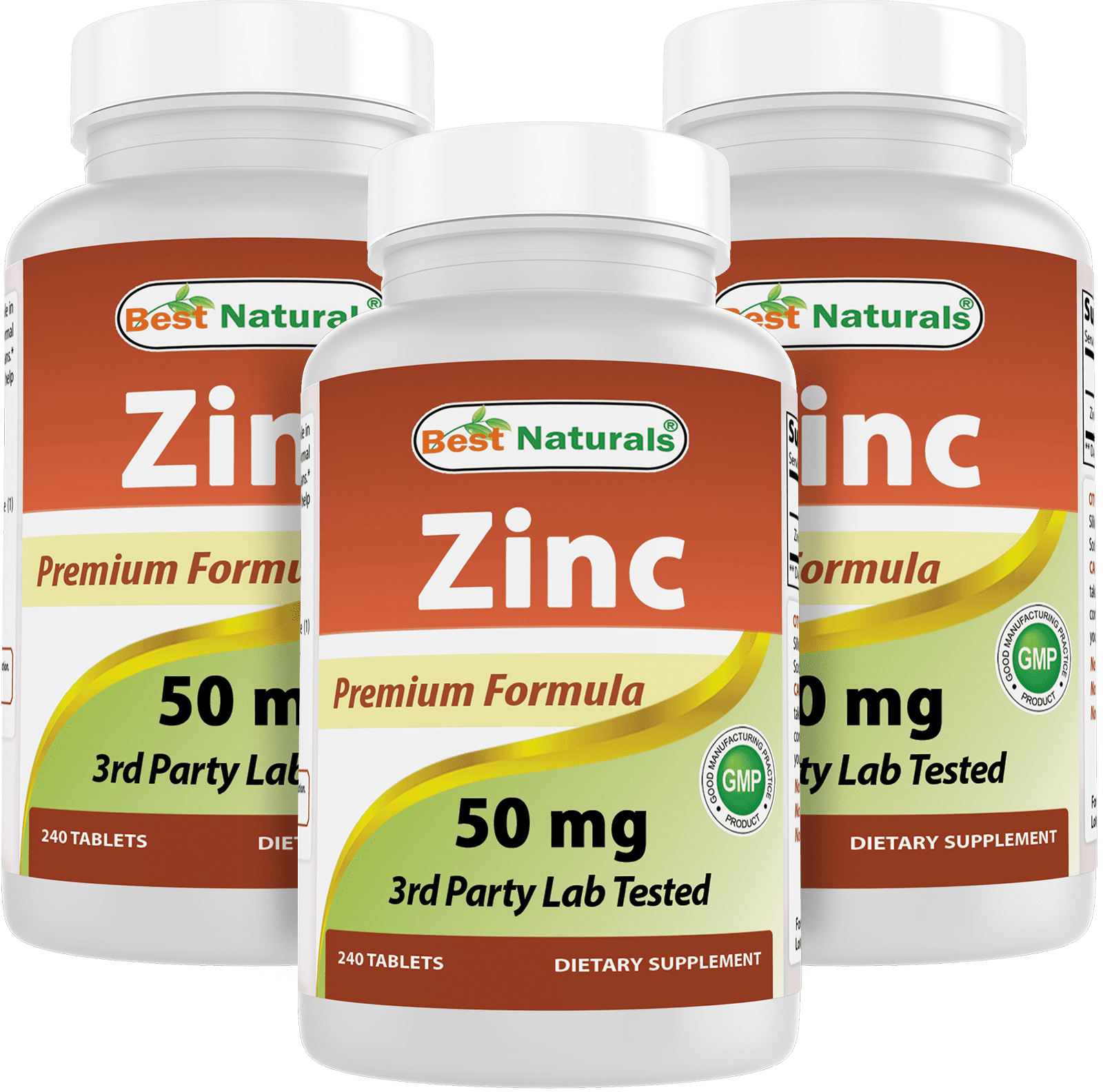 3 Pack Best Naturals Zinc 50 mg 240 Tablets