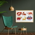 thumbnail image 2 of Crabs Wall Art with Frame, Illustration of Sea Animals Like Crab Hermit Crab Lobster Shells Shrimp Print, Printed Fabric Poster for Bathroom Living Room, 35" x 23", Orange Yellow, by Ambesonne, 2 of 2