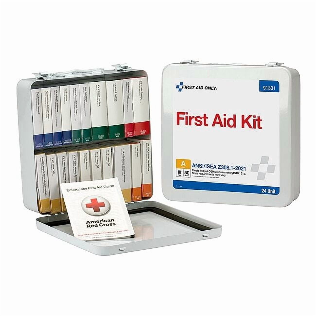 First Aid Kit and Housing, Metal 130 Components, 50 People Served 91331