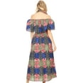 thumbnail image 2 of Sakkas Buhle Ruffle Off-shoulder Long Dress Wax African Ankara Dutch Print - 38-Multicolor - One Size Regular, 2 of 5