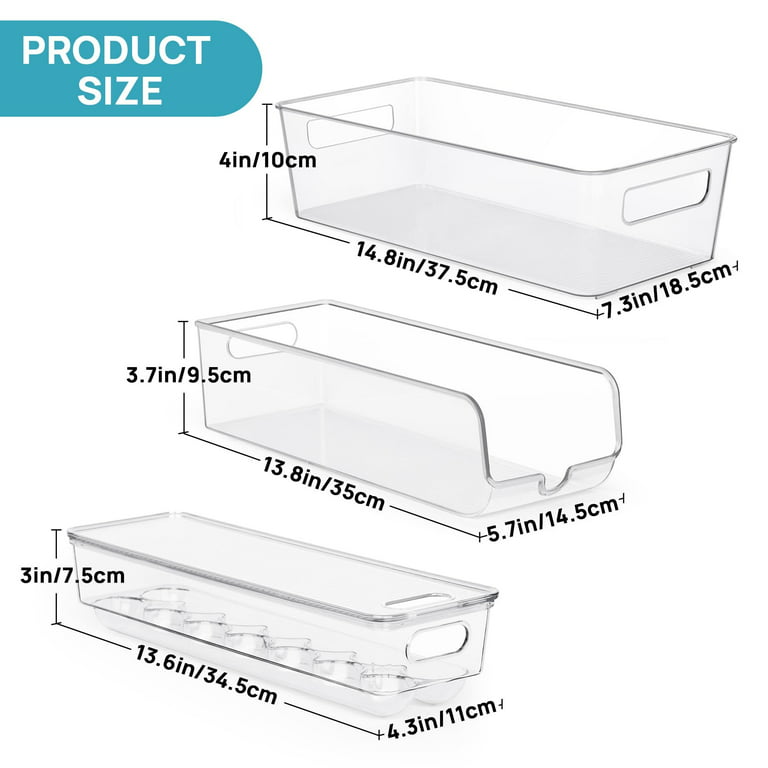HOOJO Refrigerator Organizer Bins - 8pcs Clear Plastic Bins For Fridge –  Vtopmart
