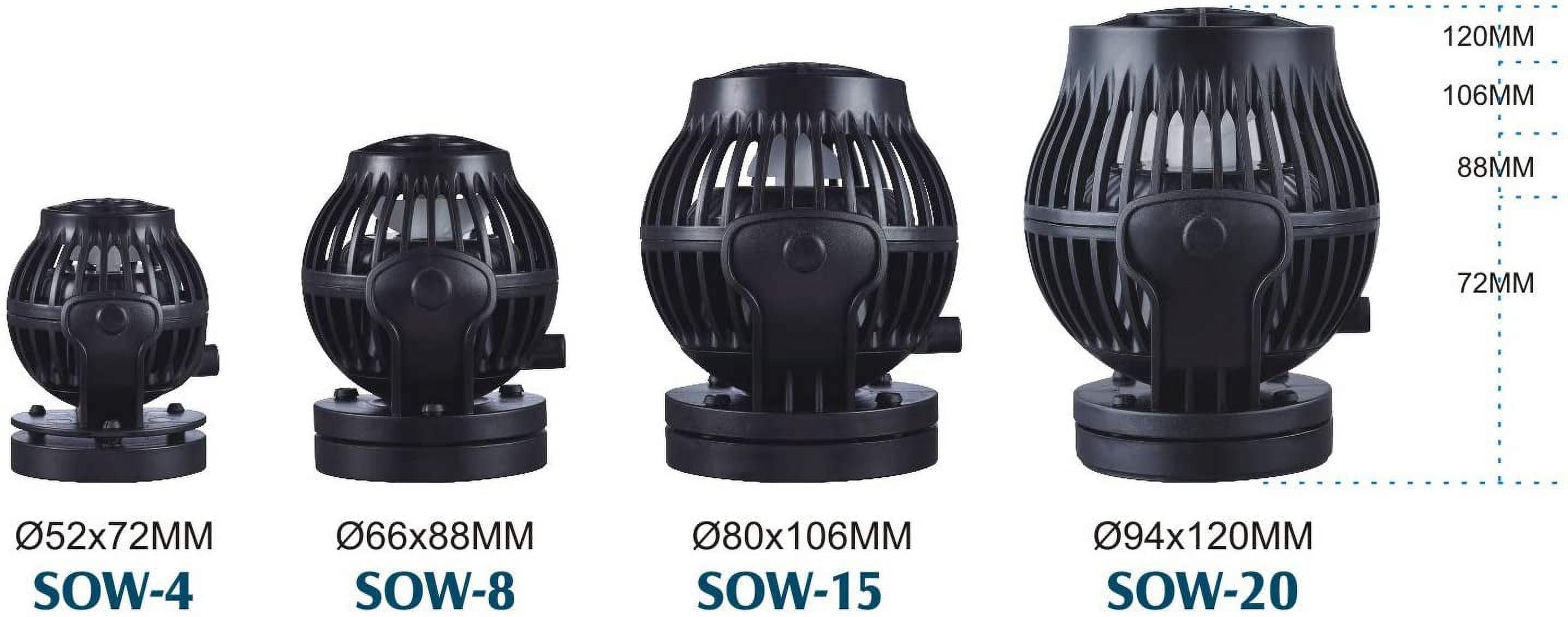 Jebao SOW Wave Maker Flow Pump with Controller for Marine Reef Aquarium (SOW-8), Black