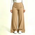 thumbnail image 5 of TEAJOPSUU Plus Size Yoga Pants for Women Wide Leg Stretchy High Waist Elastic Waisted Palazzo Pants Casual Daily Trousers XL-5XL Khaki, 5 of 6