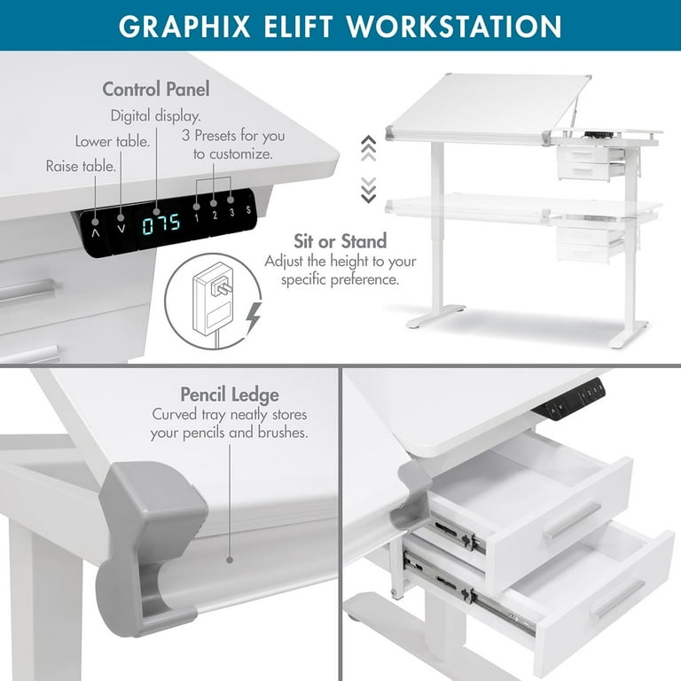SD STUDIO DESIGNS Graphix II eLift Split Top Height Adjustable