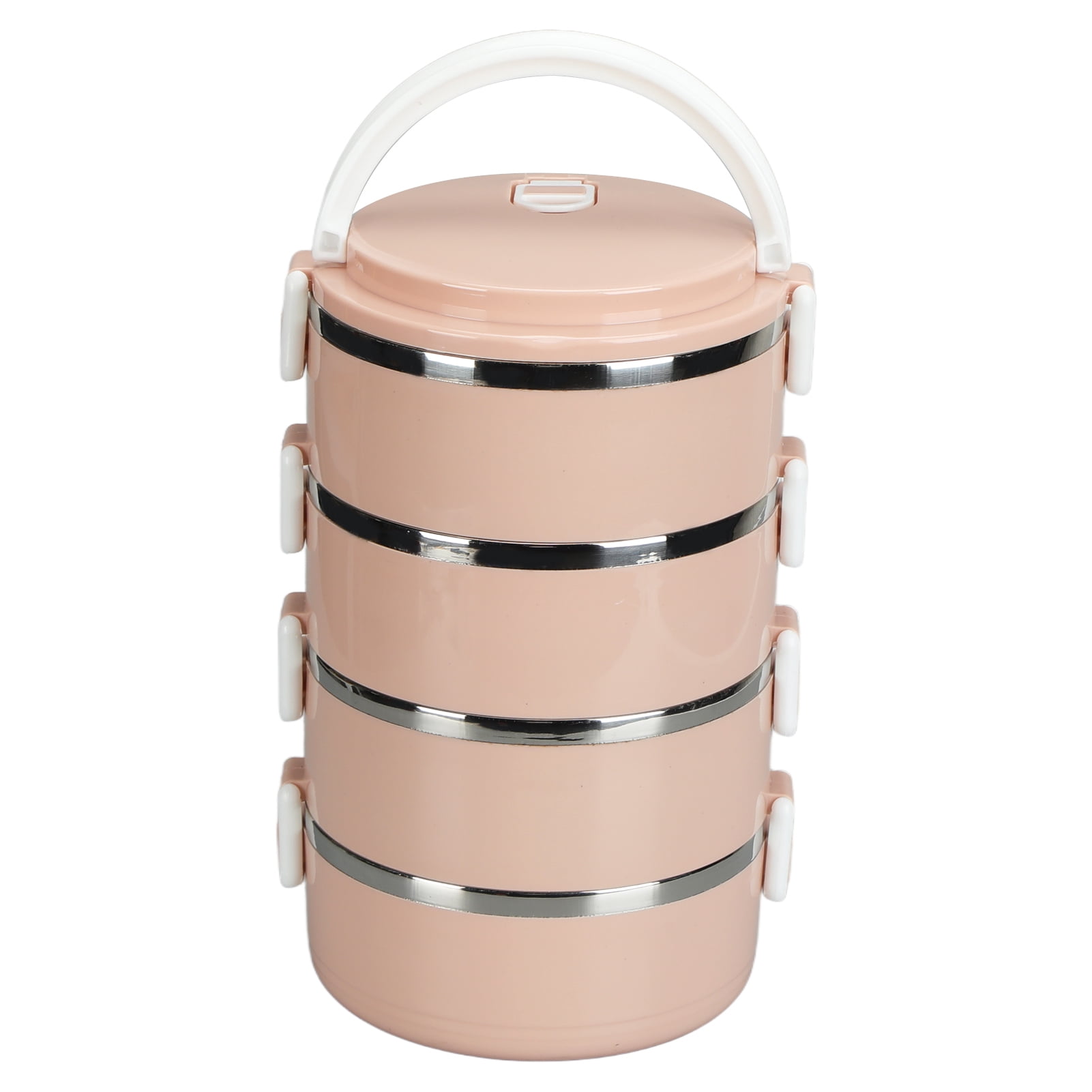 Stainless Steel Bento Box ,Adult Lunch Box Set, Portable Insulated Lunch Containers StackableLeakproof Food Container for Adults Office Outdoor[Four Layers Nordic Pink]