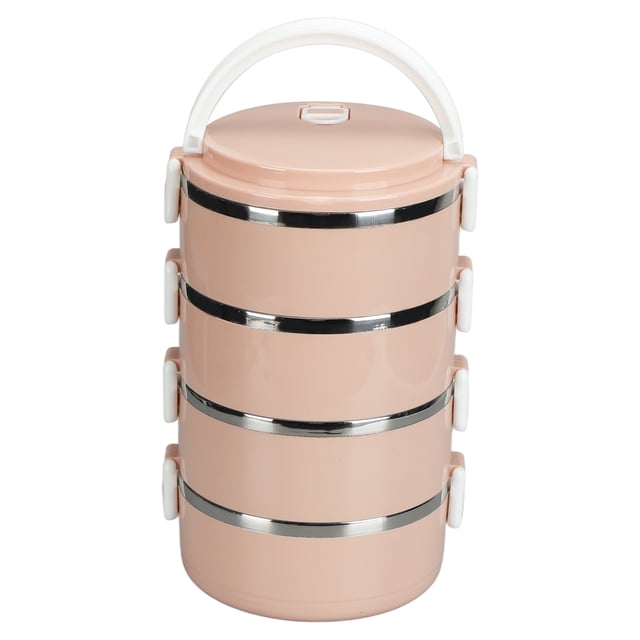 Fiambrera Térmica Contenedor Cilíndrico Para Almuerzo, Fiambrera Bento Portátil Diseño De Hebilla Corta Mango Arqueado Ergonómico Para La Escuela Para Exteriores