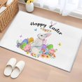 thumbnail image 2 of Rectangle Area Rug 2x3ft, Happy Easter Cute Bunny Eggs Non-Slip Non-Shedding Floor Mat, Spring Butterfly Flower on White Washable Sturdy Carpet for Living Room Bedroom Home Decor, 2 of 9